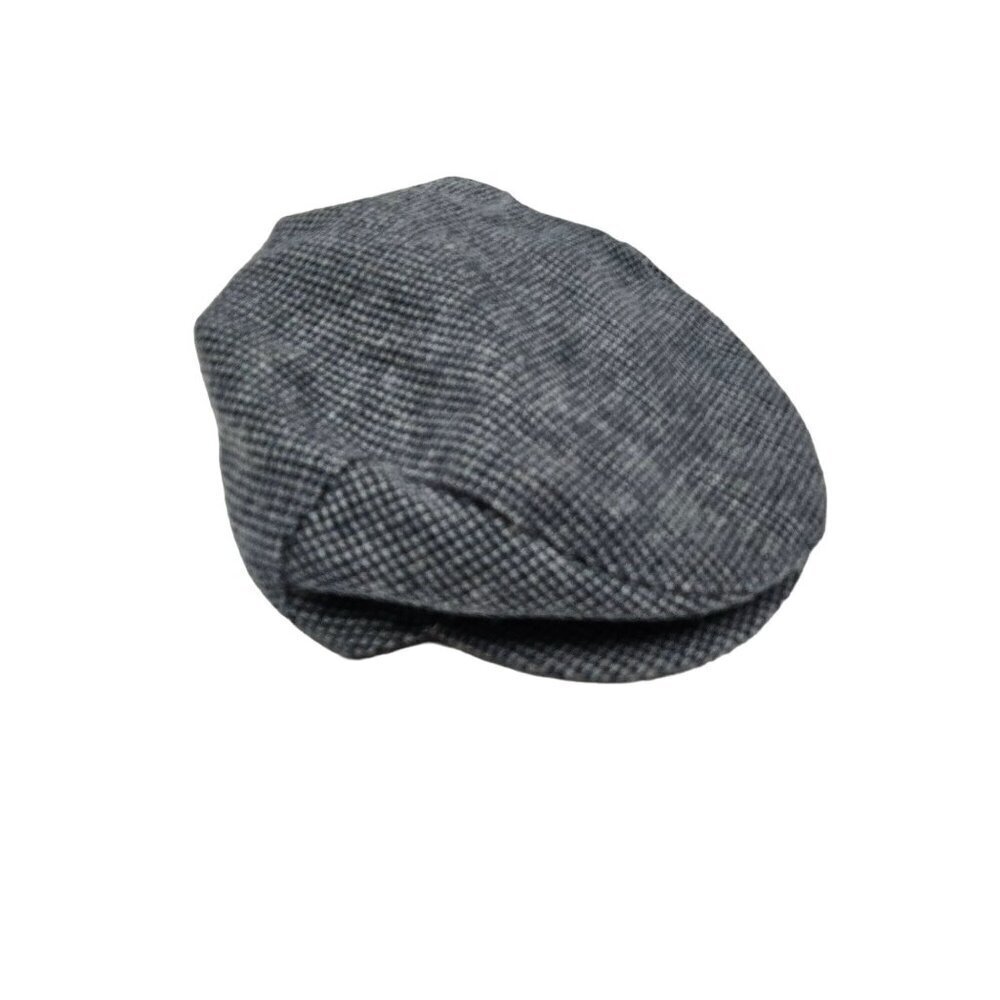 Vintage Wool Newsboy Cap Medium Wool Made In USA‎ Houndstooth Pattern Grey Black